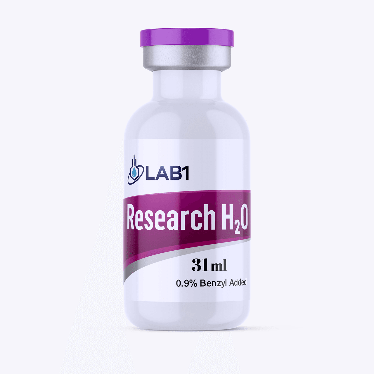 31 ml Research H2O plastic vial, 0.9% benzyl added